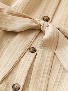 SHEIN LUNE Plus Size Casual Solid Color Batwing Sleeve Button Front Shirt Dress - Apricot - View 5