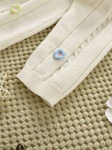 SHEIN Infant Girls' Handmade Floral Sweater, Cute Princess Style, Fits Fall/Winter - Beige - View 3