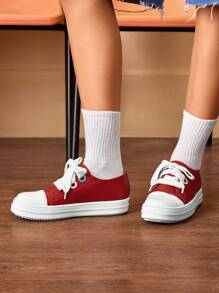 CUCCOO EASI Sneakers Casual Quotidiane Semplici A Blocchi Di Colore Da Donna, Adatte Per Ognissanti - Rosso - Visualizzare 4