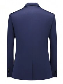 Manfinity Mode 男士休闲翻领西装外套 - 藍色 - 查看 2