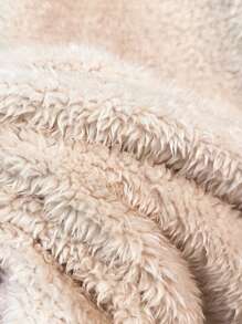 Abrigo con capucha de felpa esponjosa de color block, chaqueta de forro polar abrigada y suave para niñas preadolescentes, para otoño/invierno