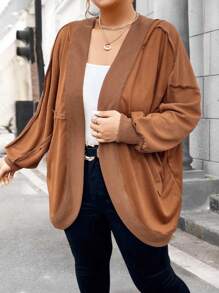 Calvaya Plus Size Women Solid Color Casual Long Sleeve Jacket Fall Cloth For Women