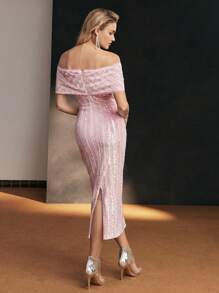 MOTF Soiréza CONTRAST SEQUIN OFF SHOULDER EVENING DRESS - Black - View 5