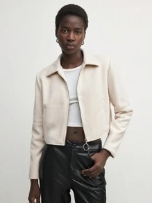 BizChic Chaqueta de lana de unicolor, elegante y versátil para el ir y venir, ropa de invierno para mujer - Albaricoque - Ver 6