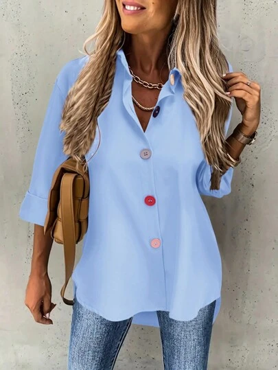 Fashionable Women's Casual Button-Up Shirt,Long Sleeve Tops