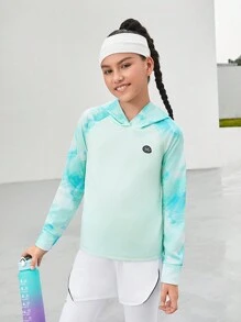 SHEIN Fashion Color Block Outdoor Sports & Casual Stretch Pants For Girls - Baby Blue - View 6