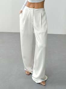 SHEIN Unity 缎面阔腿休闲裤