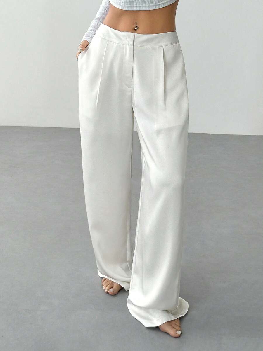 SHEIN Unity 缎面阔腿休闲裤