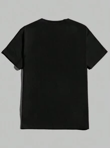 Manfinity Homme Valentine's Day Casual Spider Web & Heart Print Unisex Black T-Shirt, Great Gift For Boyfriend