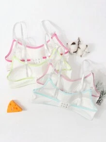 Teen Girl Contrasting Trim Simple Lingerie - Multicolor - View 2