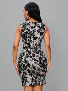 SHEIN Lady Women's Floral Print Sleeveless Dress