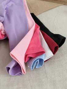 SHEIN LMoss Kids LMoss 8件套女婴休闲纯色弹力针织长袖连体衣，适合居家和外出穿着