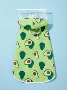 Petsin 宠物专用牛油果印花防水连帽雨披 - 彩色 - 查看 8