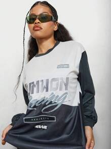 SUMWON WOMEN Premium Racing Tee Long Sleeve Active Club Edition Design Art Graphic Urban Casual Logo Design Modern Street Fashion Sportswear Fall Winter Collection - Multicolor - View 4