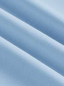 SHEIN EZwear Đầm đuôi cá nhún bèo vai bất đối xứng màu tối giản màu xanh nhạt - Màu xanh lam - Xem 5