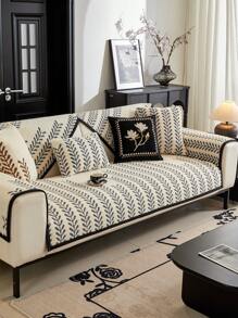 1pc Plush Jacquard Sofa Cushion, Soft And Warm Autumn And Winter Pet Friendly, Non-Slip And Non-Dirty, Living Room Bedroom Outdoor Can Use Sofa Cover