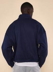 SUMWON Half Zip Athletic Sweatshirt Premium Heavyweight Pullover Autumn Winter Training Workout Casual Sport Athleisure Quarter Zip - Royal Blue - View 3