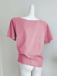 INAWLY 女士休闲宽松不对称领口数字印花短袖 T 恤，夏季图案 T 恤女式上衣