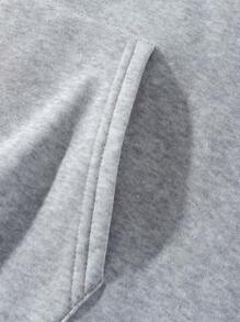 Flirla 大码女式 8 球印花后背抽绳连帽运动衫 - 淺灰色 - 查看 5