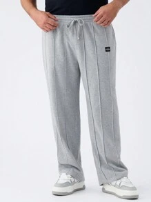 EASEVO Quần nỉ ống đứng dệt kim thường ngày cỡ lớn cho nam Quần nỉ màu xám nhạt trơn đi chơi, Quà tặng cho chồng, bạn trai - Xám - Xem 3