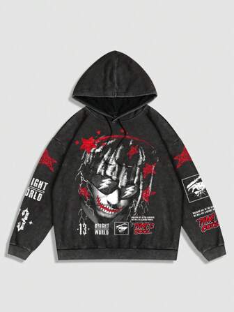 Street Life Sudadera con capucha para hombre con estampado de copos de nieve, adecuada para uso casual en otoño e invierno