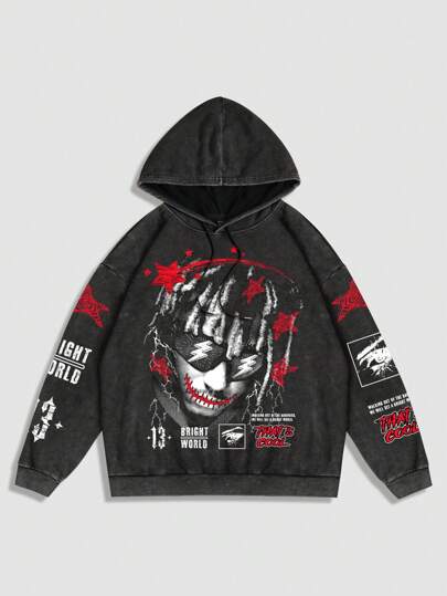 Street Life Men's Hooded Sweatshirt With Snowflake Print, Suitable For Casual Wear In Autumn And Winter