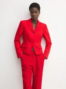 BizChic Women Red Christmas Professional Commuter Suit Set - Red - View 7