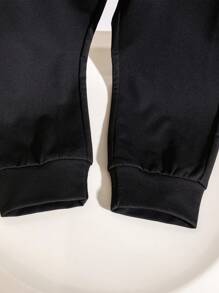 2pcs Casual Minimalist Street Style Young Boy Outfit, Suitable For Leisure, Sports, Outdoor Activities In Spring & Autumn - Black - View 5