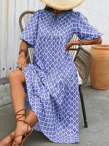SHEIN LUNE Vacation Leisure Allover Print Dress - Multicolor - View 4