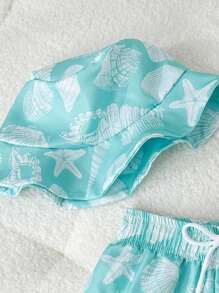 婴儿男孩海洋动物印花泳衣（带泳裤和泳帽） - 薄荷綠 - 查看 4