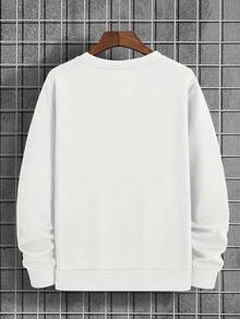 Áo nỉ cổ tròn in hoa dáng rộng thoải mái cho nam, mùa xuân thu - trắng - Xem 2