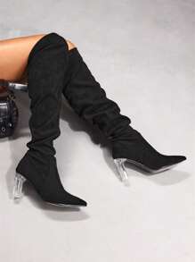 CUCCOO SZL Fashion Knee-High Boots Halloween Witch Fall - Black - View 8