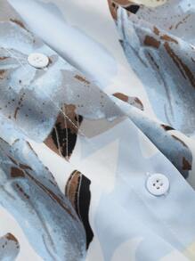 Dazy Plus Plus Size Floral Print Shirt Collar Regular Blouse - Multicolor - View 8