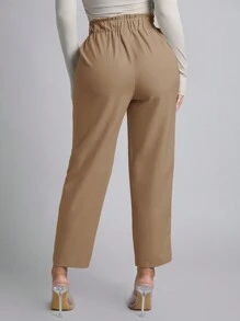 SHEIN PETITE 春季女装束带直筒裤