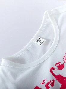 SHEIN Explorewe Set Busana Anak Perempuan Remaja: Kaos Lengan Panjang Kerah Bulat Bergambar Kartun dan Rok Mini Mengembang, Musim Semi dan Gugur - Hot Pink - View 6