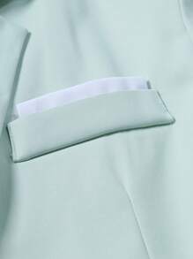 Manfinity Mode 大码男式缺口领前扣长袖仿口袋简约衬衫和裤子套装