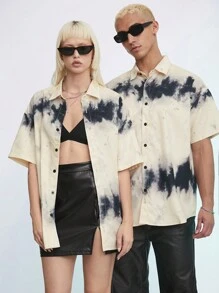 Manfinity VCAY Men's Gradient Effect Printed Short Sleeve Regular Fit Casual Shirt, Suitable For Spring And Summer Daily Wear - Multicolor - View 4