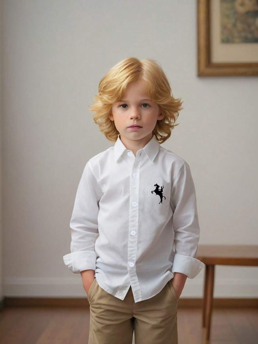 Souflis Souflis 男童休闲运动白衬衫，春秋季节