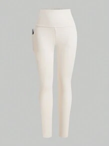 SHEIN EZwear Women Multicolor High Waist Skinny Leggings - Multicolor - View 3