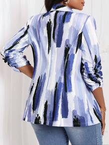 SHEIN Lady Mùa thu và mùa đông thanh lịch màu hồng đan sản phẩm mới cỡ lớn áo khoác lông trang phục mùa thu cho phụ nữ trang phục mùa thu cổ tròn - Màu xanh bụi bặm - Xem 2