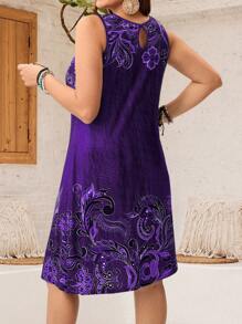 EMERY ROSE Robe d'été fleurie bleue grande taille - Prune - Voir 3