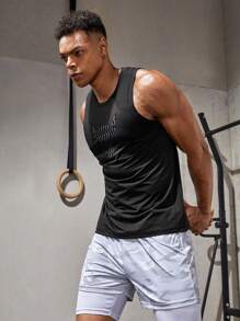 Stil Boyfriend Bărbați cu imprimeu bovine, maiou sport înalt elastic