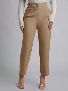 SHEIN PETITE 春季女装束带直筒裤