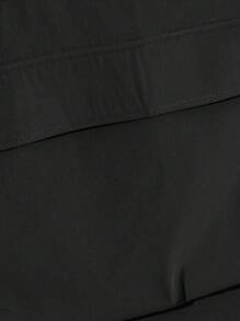 SHEIN 儿童/青少年男童休闲连帽半拉链口袋宽松套头夹克，纯色中等重量，适合日常休闲、旅行、运动、春夏/秋冬 - 黑色 - 查看 6