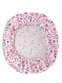 HELLO KITTY AND FRIENDS | SHEIN Cute Cartoon Print Fitted Sheet, Pink - Baby Pink - View 5