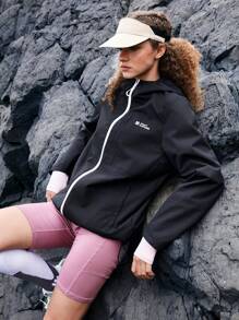 In My Nature Women Black Outdoor Commuting, Camping, Hiking Water Resistant Hoodie Windbreaker Jacket