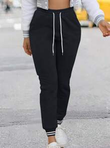 INAWLY Women's Casual Drawstring Waist Black Harem Pants Graduation,Back To School Outfits,Graduation,Teacher Outfits For Women,Back To School Fall Cloth For Women - Black - View 4