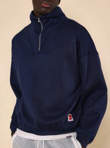 SUMWON Half Zip Athletic Sweatshirt Premium Heavyweight Pullover Autumn Winter Training Workout Casual Sport Athleisure Quarter Zip - Royal Blue - View 5