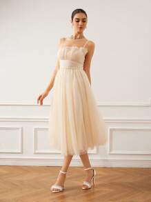 CUCCOO HITCHD 女士白色圆头珍珠蕾丝边高跟凉鞋圣诞节 - 白色 - 查看 3