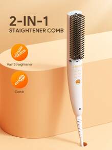 JMMO Peine alisador de cabello, cepillo alisador de cabello iónico con calentamiento rápido en 30 segundos para mujeres, uso doméstico, de viaje y salón, para conseguir un cabello liso y suave, instrumento de belleza y cuidado personal - Enchufe europeo, regalo de Navidad, artículos esenciales para otoño e invierno, accesorios de vacaciones, suministros de campamento